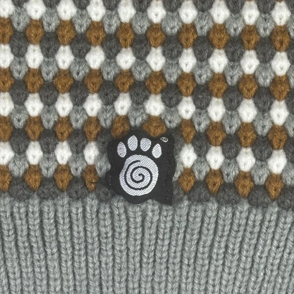 Dog Sweater Size Medium Grey‎ Brown White Honeycomb Knit Turtleneck Vest